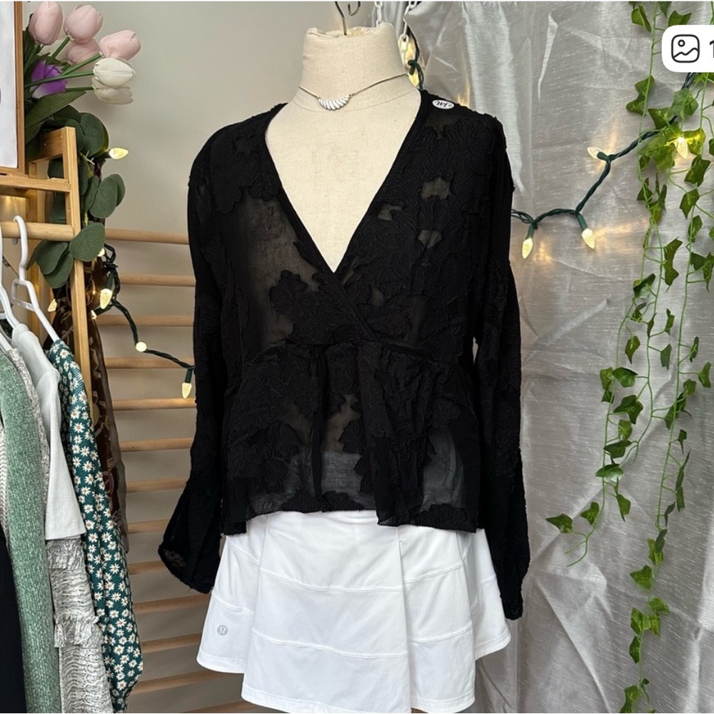 Wilfred Black Sheer Wrap Blouse